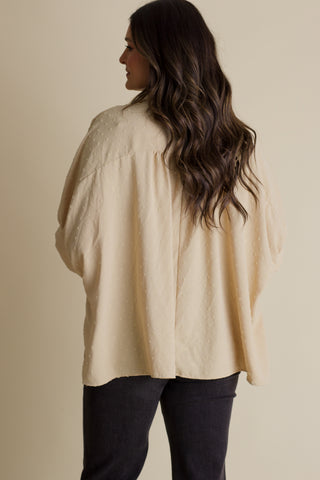 Boss Babe Button Up Swiss Dot Top