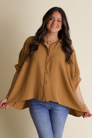 Boss Babe Button Up Swiss Dot Top