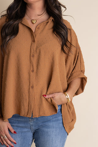 Boss Babe Button Up Swiss Dot Top