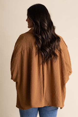 Boss Babe Button Up Swiss Dot Top