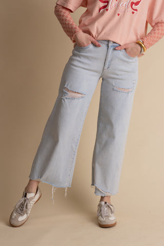 Ashlie High Rise Wide Leg Distressed Jeans