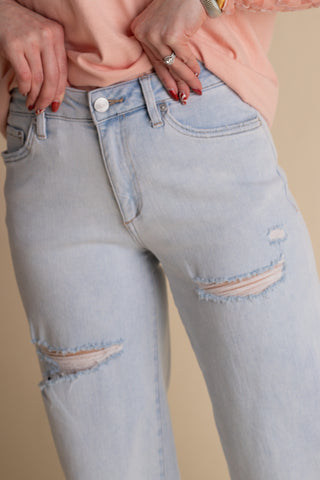 Ashlie High Rise Wide Leg Distressed Jeans