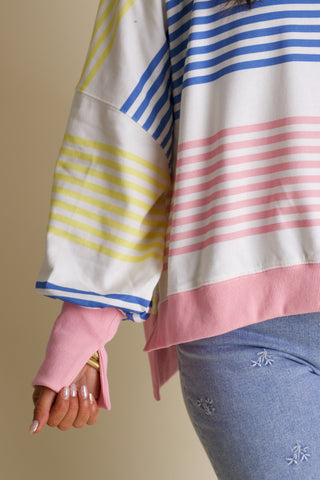 One and Only Striped Sweatshirt - Pink