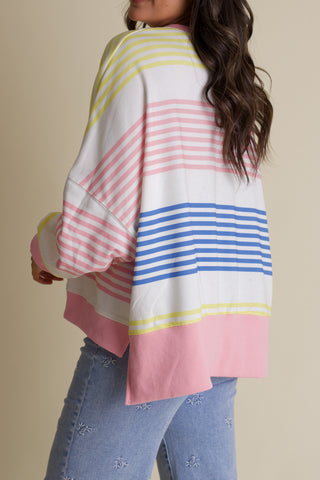 One and Only Striped Sweatshirt - Pink