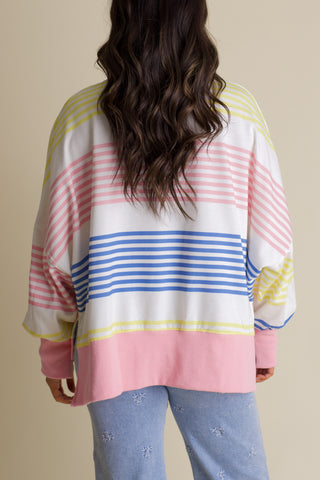 One and Only Striped Sweatshirt - Pink