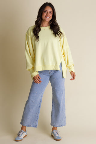 From Now On Hi-Low Sweatshirt - Light Yellow