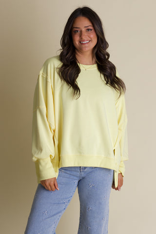 From Now On Hi-Low Sweatshirt - Light Yellow