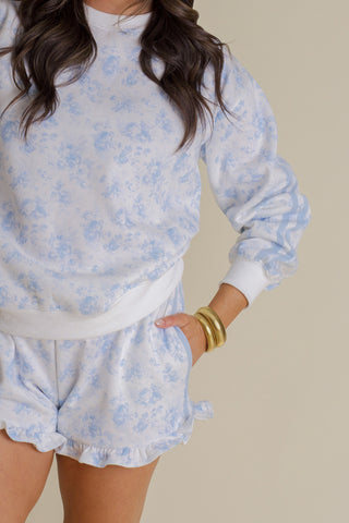 In The Details Floral Sweatshirt - Light Blue