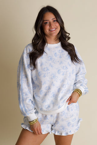 In The Details Floral Sweatshirt - Light Blue