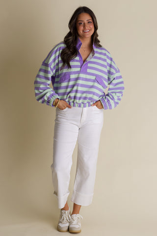 Walk The Walk Semi Button Up Top - Purple