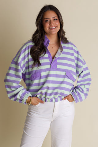 Walk The Walk Semi Button Up Top - Purple