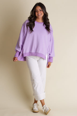 From Now On Hi-Low Sweatshirt - Lavender