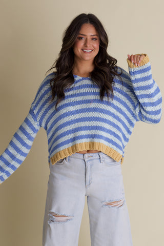 Quick Trip Striped V Neck Sweater