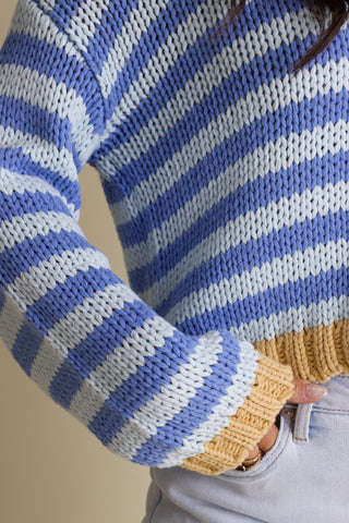 Quick Trip Striped V Neck Sweater