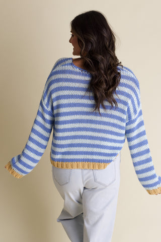 Quick Trip Striped V Neck Sweater
