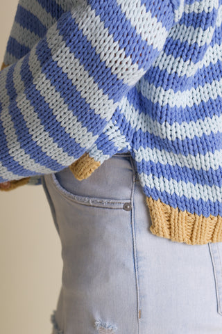 Quick Trip Striped V Neck Sweater