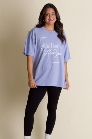 Hallelujah Mock Neck Tee - Light Blue