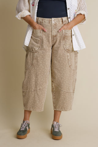 Gain Your Trust Mineral Wash Barrel Leg Pants - Latte
