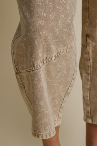 Gain Your Trust Mineral Wash Barrel Leg Pants - Latte