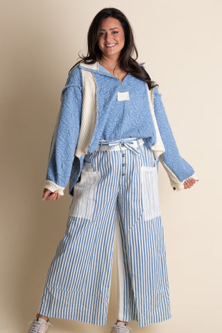 Staycation Striped Pants - Denim Stripe