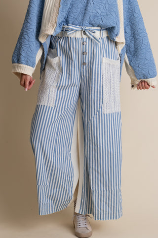 Staycation Striped Pants - Denim Stripe