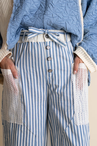 Staycation Striped Pants - Denim Stripe