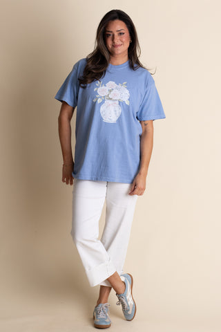 Floral Vase Tee - Blue