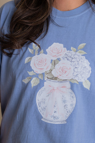 Floral Vase Tee - Blue