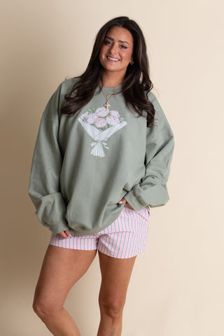Floral Bouquet Sweatshirt - Sage