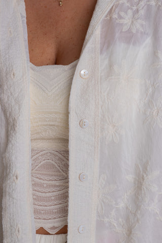 See Ya Later Button Down Top - Off White