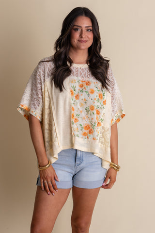 I Found You Floral Top - Cream