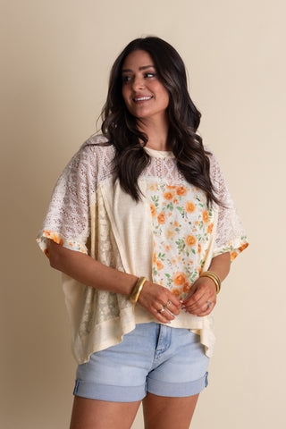 I Found You Floral Top - Cream