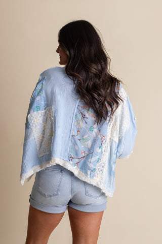 Feeling Free Floral Top - Light Blue