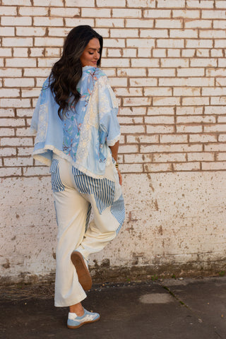 Staycation Striped Pants - Denim Stripe