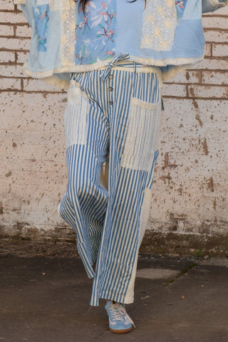 Staycation Striped Pants - Denim Stripe