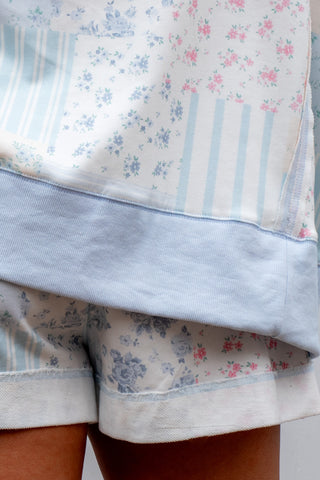 Soft Morning Patchwork Shorts - Light Blue
