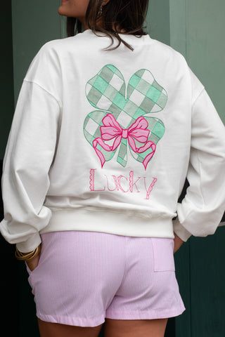 Lucky Clover Embroidered Shorts - Light Pink