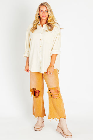 Hopelessly Yours Corduroy Button Down Top *Final Sale*
