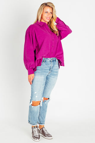 Hopelessly Yours Corduroy Button Down Top *Final Sale*
