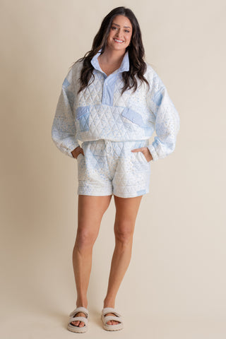 Test Your Love Quilted Quarter Snap Pullover