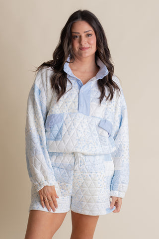 Test Your Love Quilted Quarter Snap Pullover