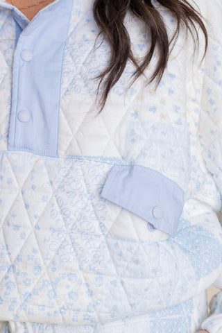 Test Your Love Quilted Quarter Snap Pullover