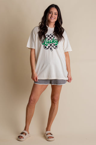 Checkered Lucky Clover Tee