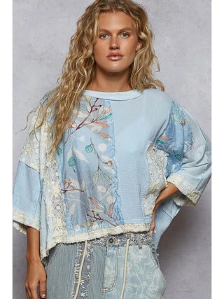 Feeling Free Floral Top - Light Blue
