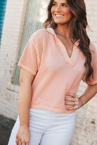 Fast Paced Knit Collared Top *Final Sale*